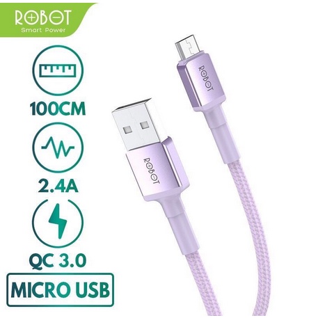 ROBOT Data Cable RSM100 Purple Fast Charging 2.4A