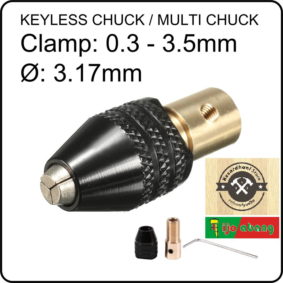 Keyless Multi Chuck Bor Mini Drill 0.3-3.5mm Kepala Mata Bor Tuner Set Universal Dinamo DC Clamp