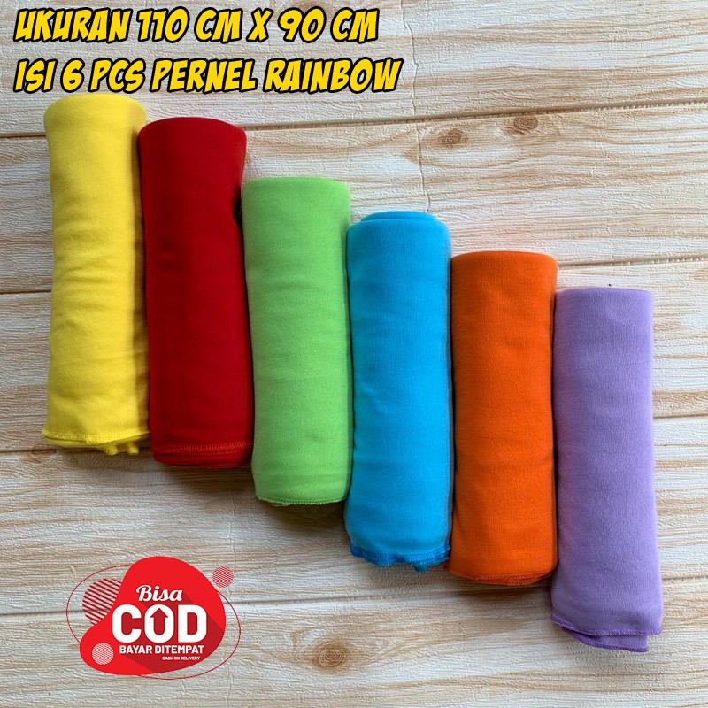 Almeera Baby - 6 PCS Pernel Bayi Baru Lahir Pernel Rainbow Ukuran 110cm x 90cm