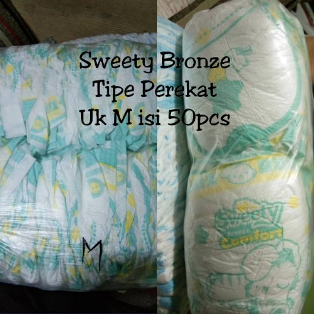 SWEETY BRONZE TAPE DIAPERS CURAH MURAH UKURAN M ISI 50PCS