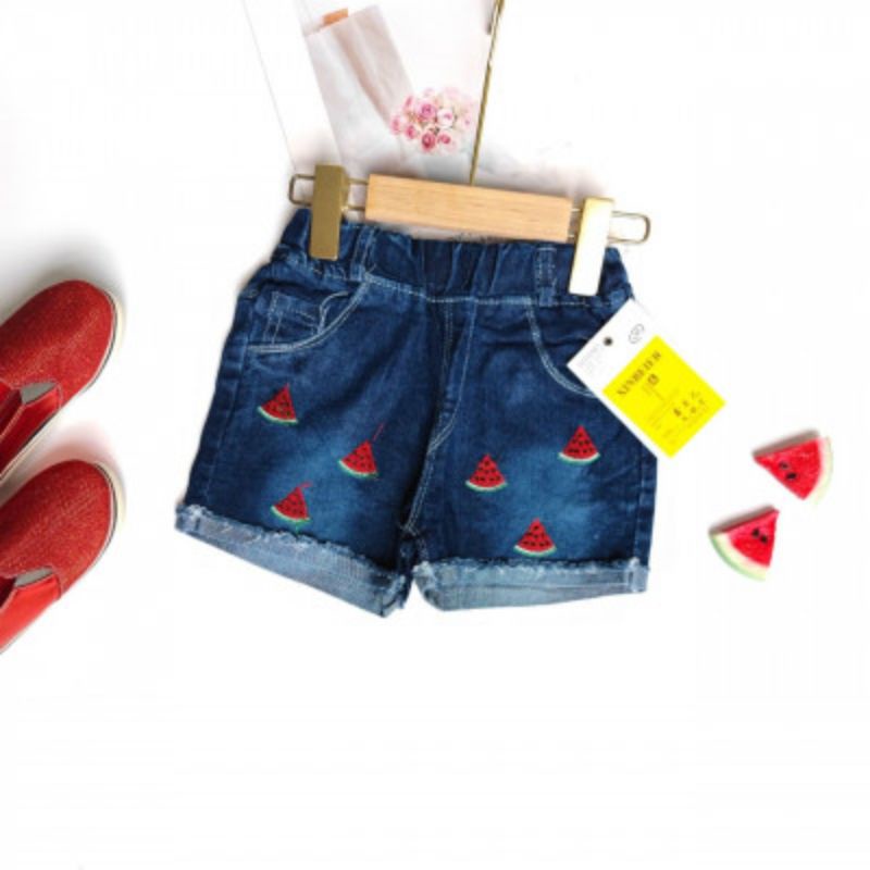 Hot Pants Anak Perempuan Import Usia 2-4 Tahun Motif Watermelon Seed Black-Celana Pendek Anak Cewek 