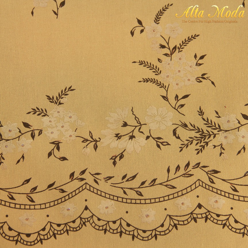 

Alta Moda Katun Stretch Motif Floral Pinggiran Warna Beige Coklat (1M)