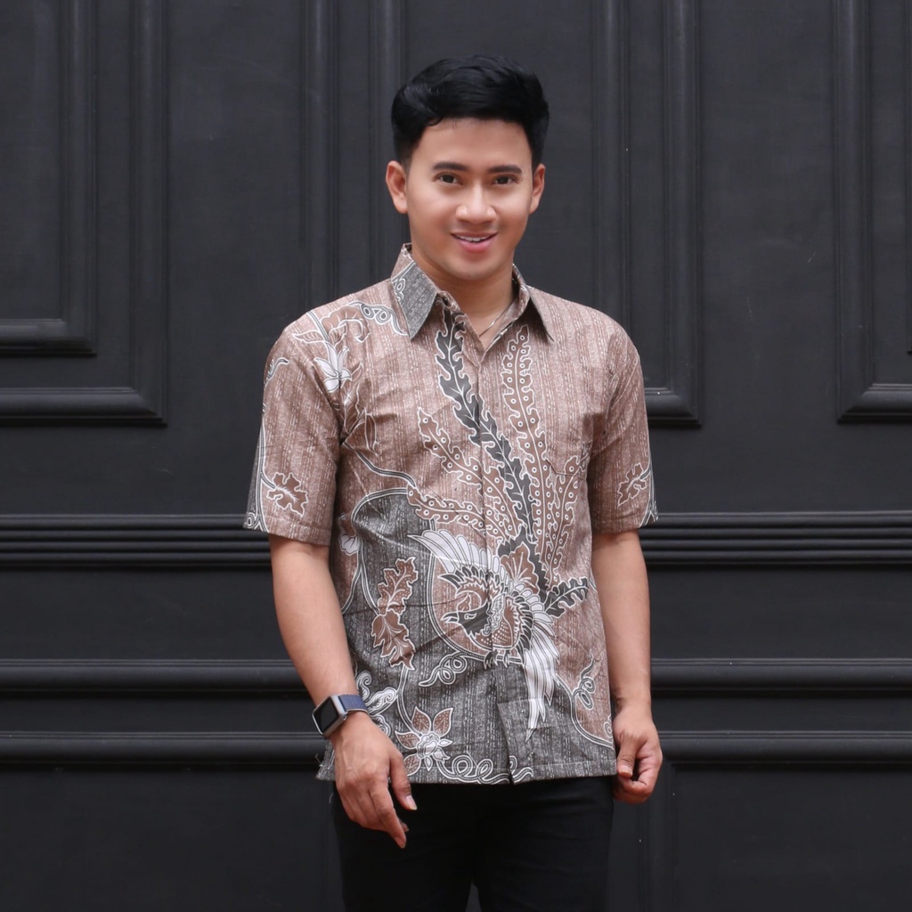 (COD) Kemeja Batik Pria Lengan Pendek Hem Seragam Original Size M L XL XXL