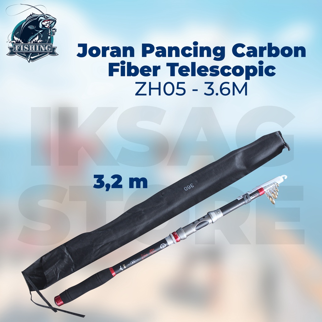 Joran Joran Set Alat Pancing Laut Daiwa Ikan Murah  Carbon Fiber Telescopic - ZH05 - 3.6M