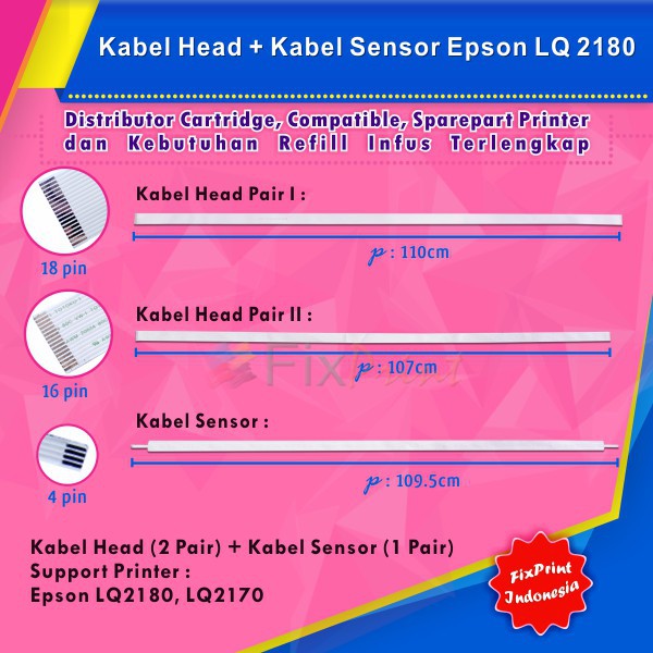 Kabel Head Epson LQ2180 LQ2170 New + Kabel Sensor 3 Pair