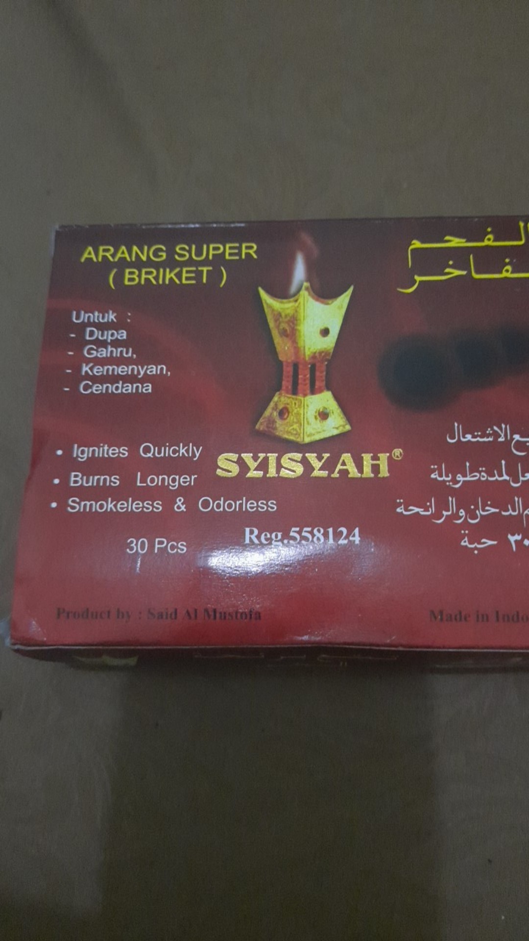 Bisa Cod Areng Arang Super (briket) Bakar Dupa Arab Menyan Gahru Kemenyan Cendana Bukhur