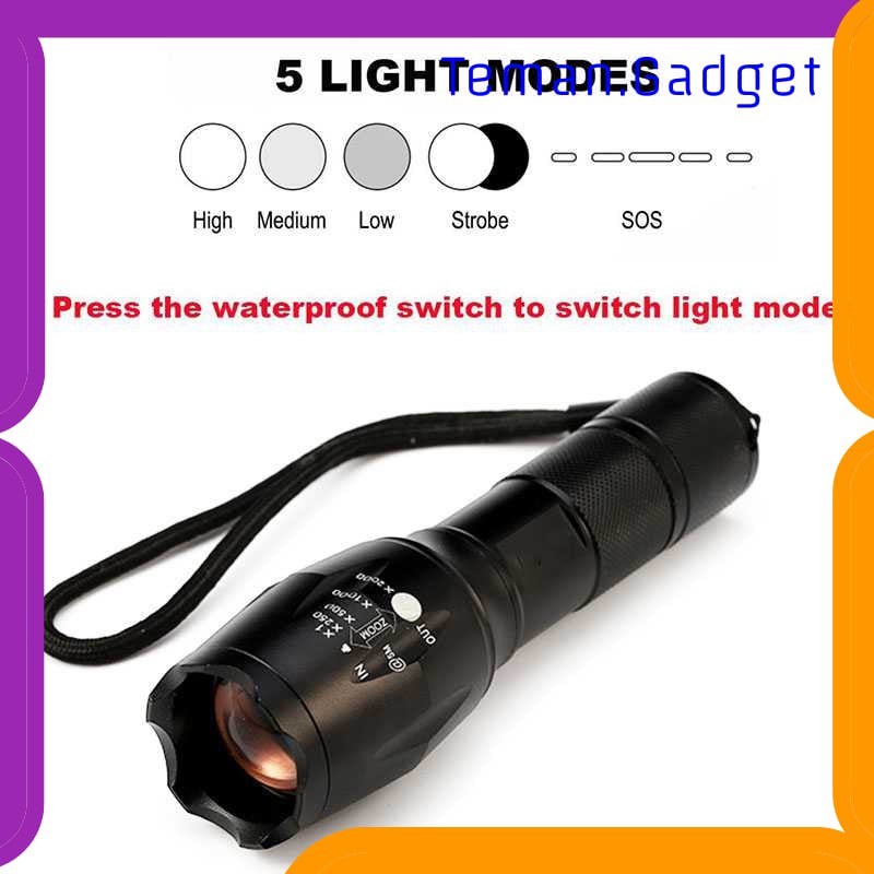 TG-IE176 TaffLED Paket Flashlight Cree XM-L2 + Baterai 18650 + Charger - E17