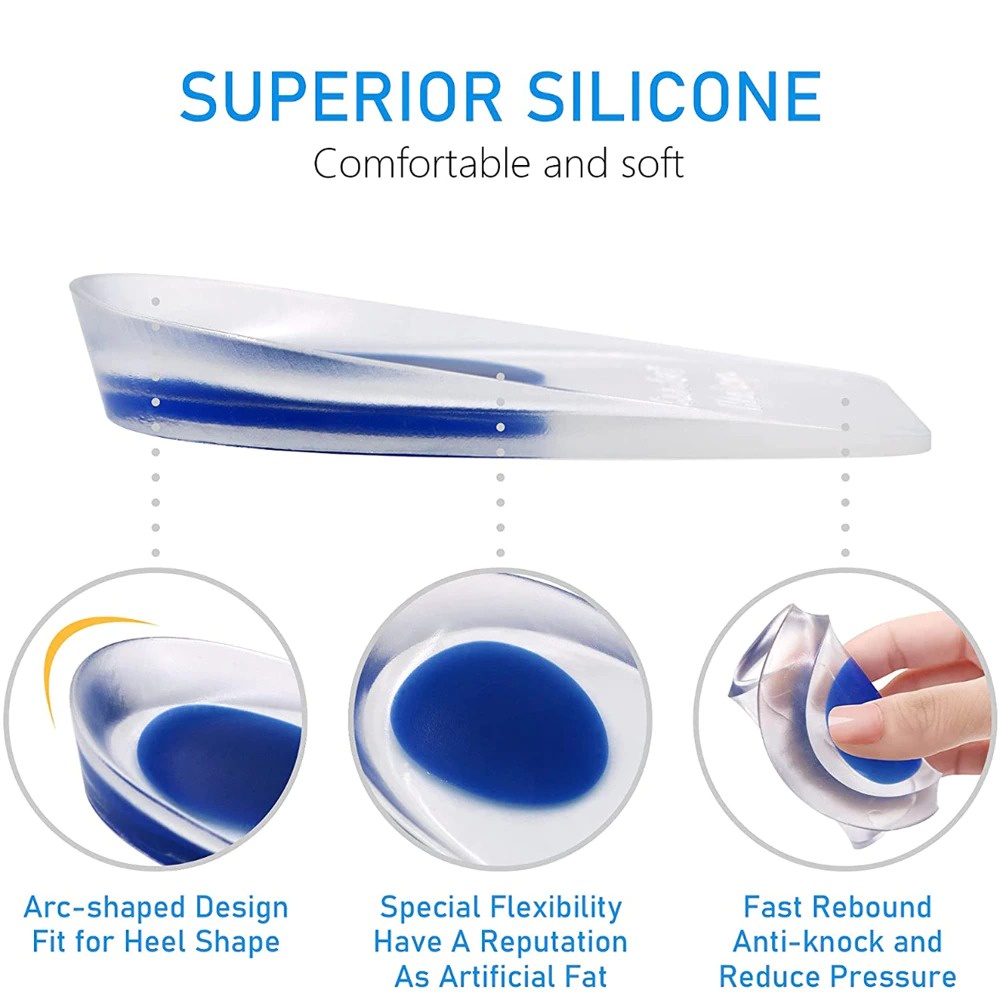 Insole Sepatu Silicone Gel Bantalan Tumit Pereda Nyeri Anti Slip 1 Pasang