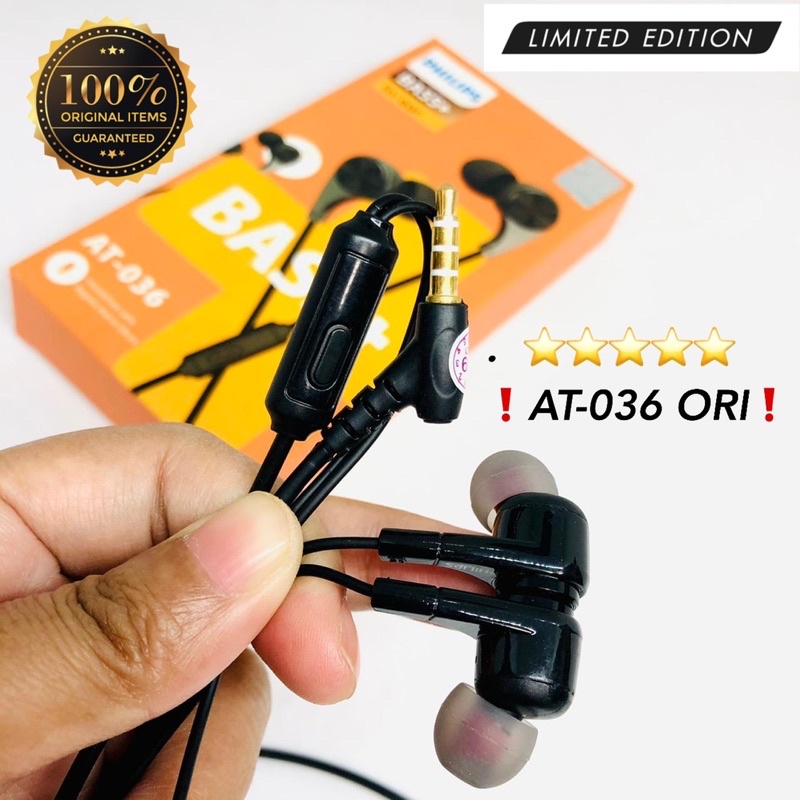 PROMO HANDSFREE AT036 ORIGINAL BASS+ IN EAR EARPHONE