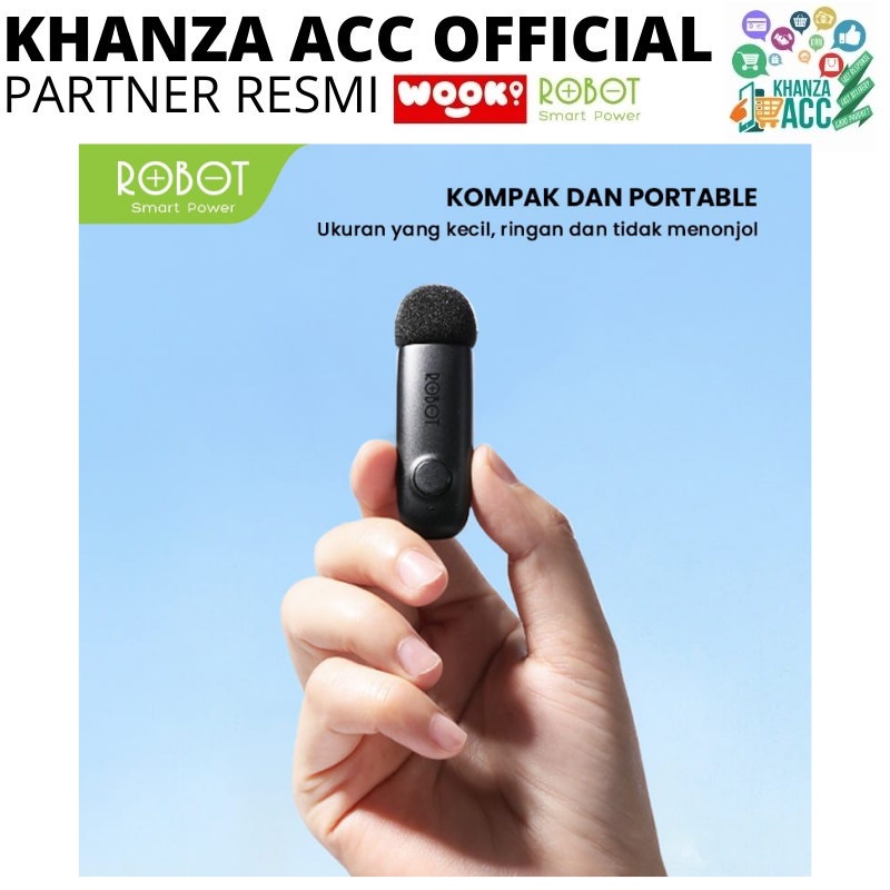 KHANZAACC ROBOT RS20 Wireless Connector Microphone Bluetooth 5.1 Clip On Type C