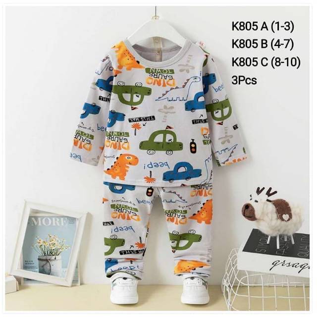 Piyama Anak Laki-laki Lengan Panjang Import Umur 7-9tahun Bahan Organik - Baju Anak Harian Laki-laki