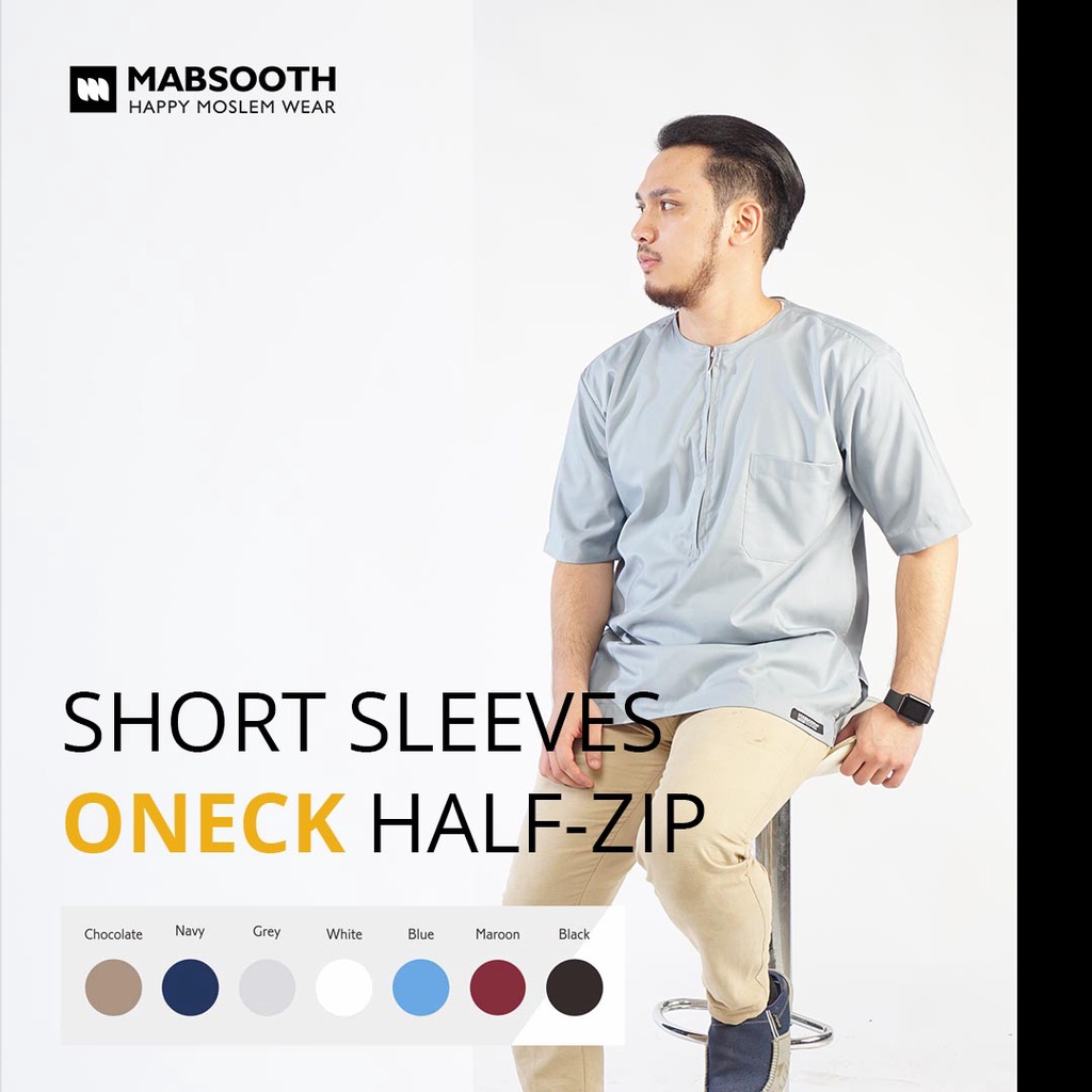 Baju Koko Haibah Salaf Takwa Habib Habaib Oneck Resleting Lengan Pendek Mabsooth Original