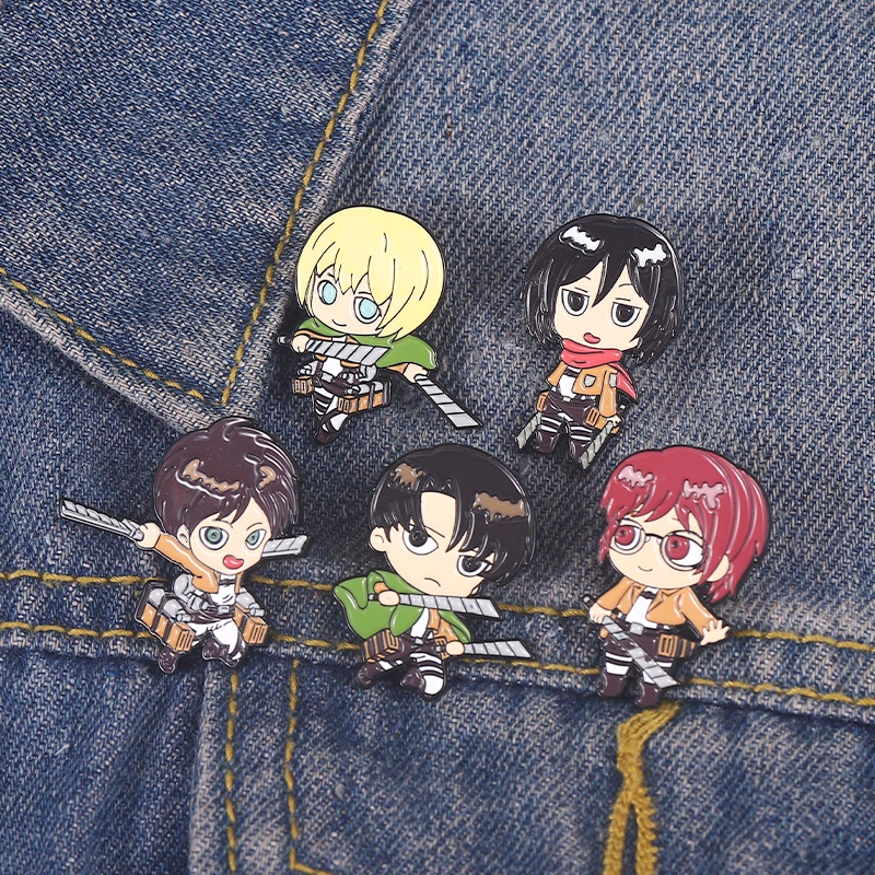 Bros Pin Enamel Desain Karakter Kartun Anime ATTACK ON TITAN Untuk Hadiah Teman