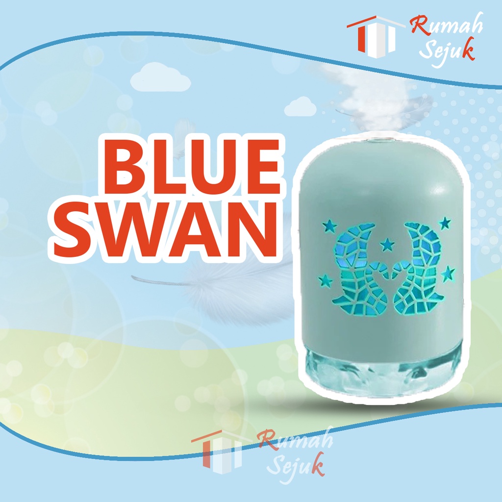 RS - Air Humidifier Diffuser Aromaterapi Alat Pengharum Ruangan Difuser Disfuser Unik Lucu Kucing RS-H32 Humdifier Purifier Difusser Defuser Humidifer Humadifier Humudifier Dispuser Humifider Portable Mobil Car Uap Hiasan Kamar Lampu LED Free Gratis Oil-Blue Swan + 6 OIl