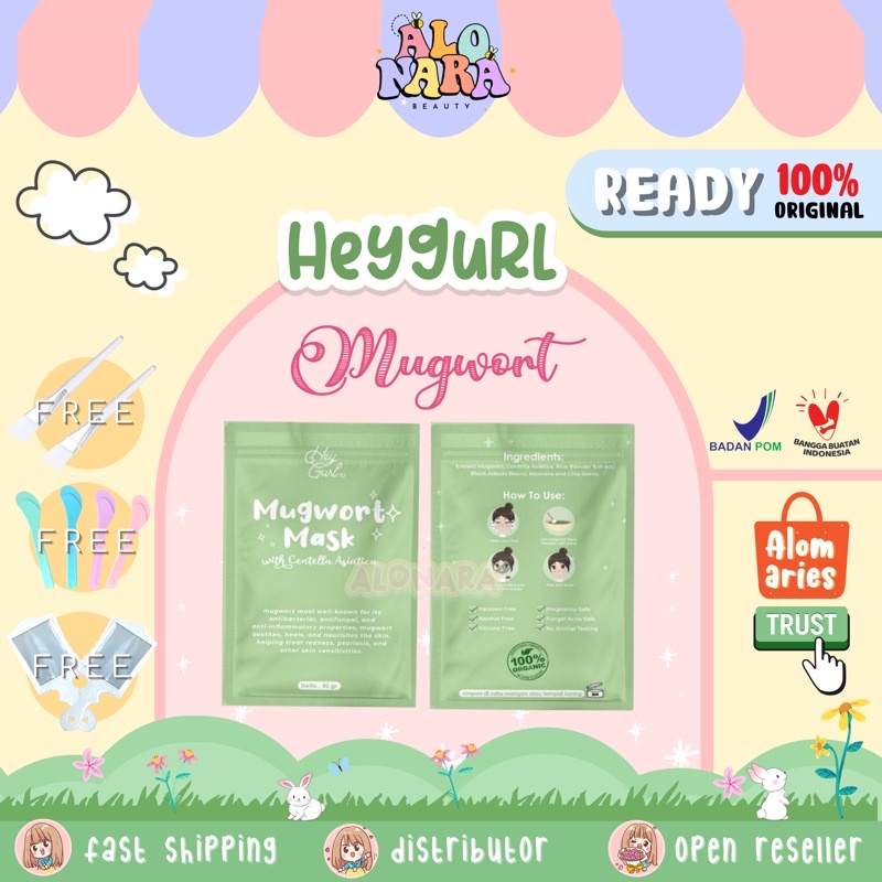 HEYGURL MUGWORT + CENTELLA ASIATICA 50GR BPOM-FULL-MASKER ORGANIK