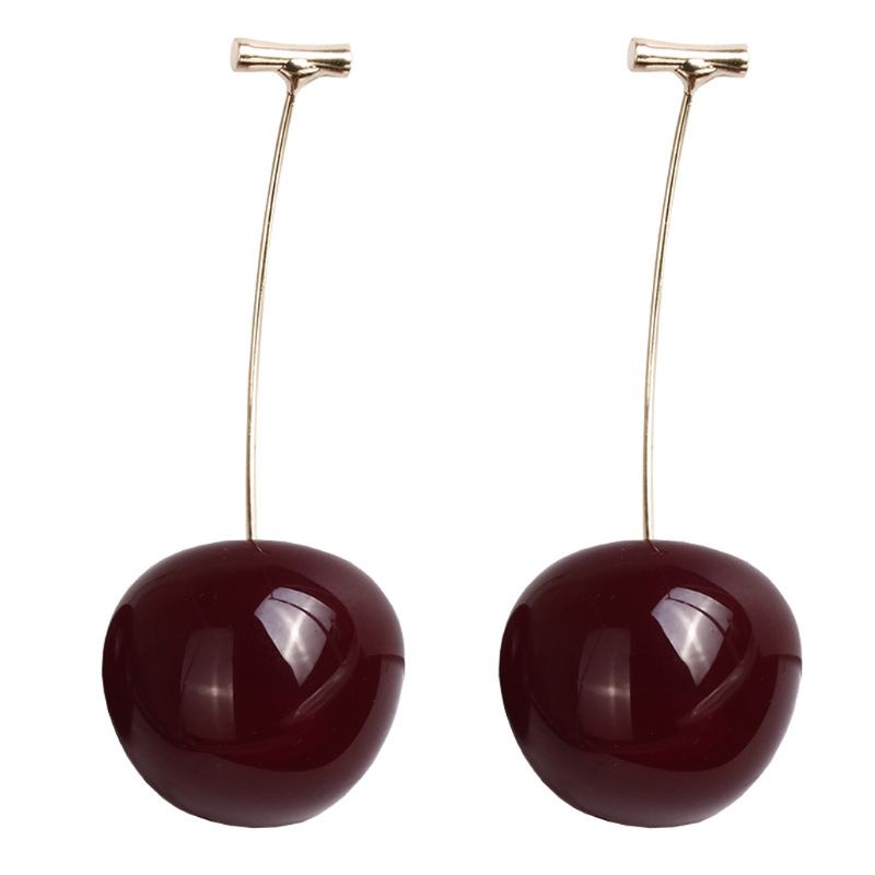 SIY  Sweet Wine Red Resin Fruit Studs Fresh Red Cherry Harvest Stud Earrings Women Fashion Earrings