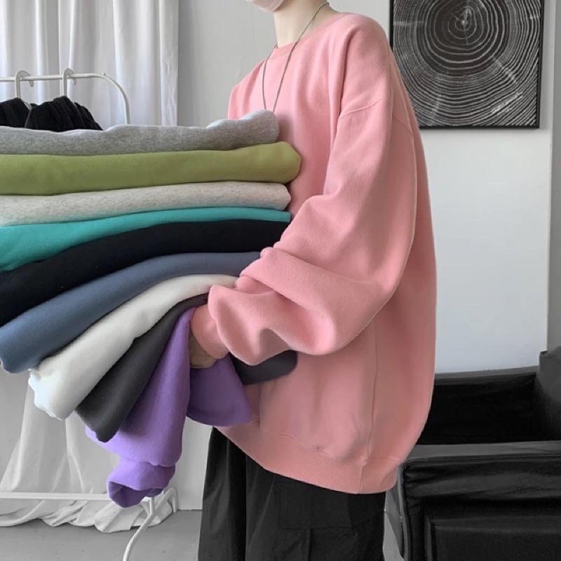 Sweater Polos Hitam | Crewneck Hitam UNISEX Untuk Pria Wanita