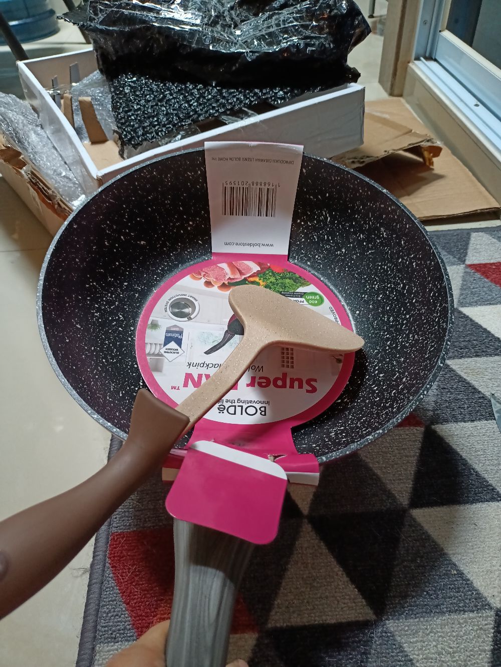 Wok ( Wajan ) 28 Cm, Granite Blackpink Original Bolde