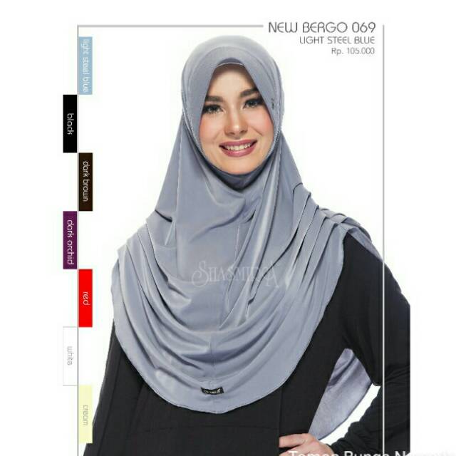 Hijab Instan New Bergo 069 Shasmira Bergo Jilbab Instan Spandek Sutra Kerut Samping
