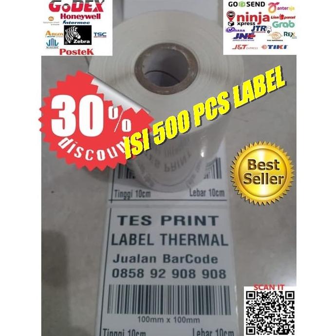 

STIKER KERTAS LABEL THERMAL 100x100 | 100mm x 100mm | 10cm x 10cm CUCI GUDANG