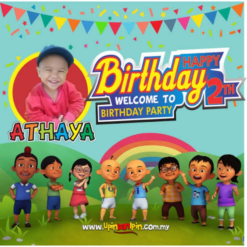 Cetak Print Banner Spanduk Ulang Tahun Tema Upin Ipin Backdrop Happy Birthday Karakter Anak Murah Shopee Indonesia