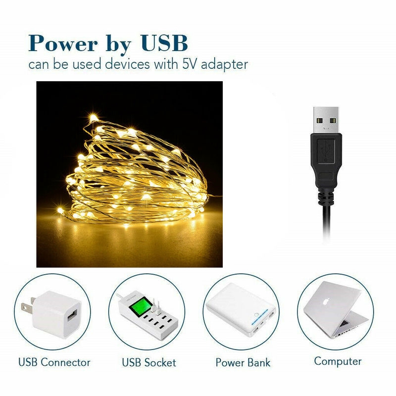2M/5M/10M  USB Plug In String Fairy Lights / USB LED String light Fairy Christmas Copper Wire Lights /Waterproof Fairy Lights For Christmas Wedding Party Decoration