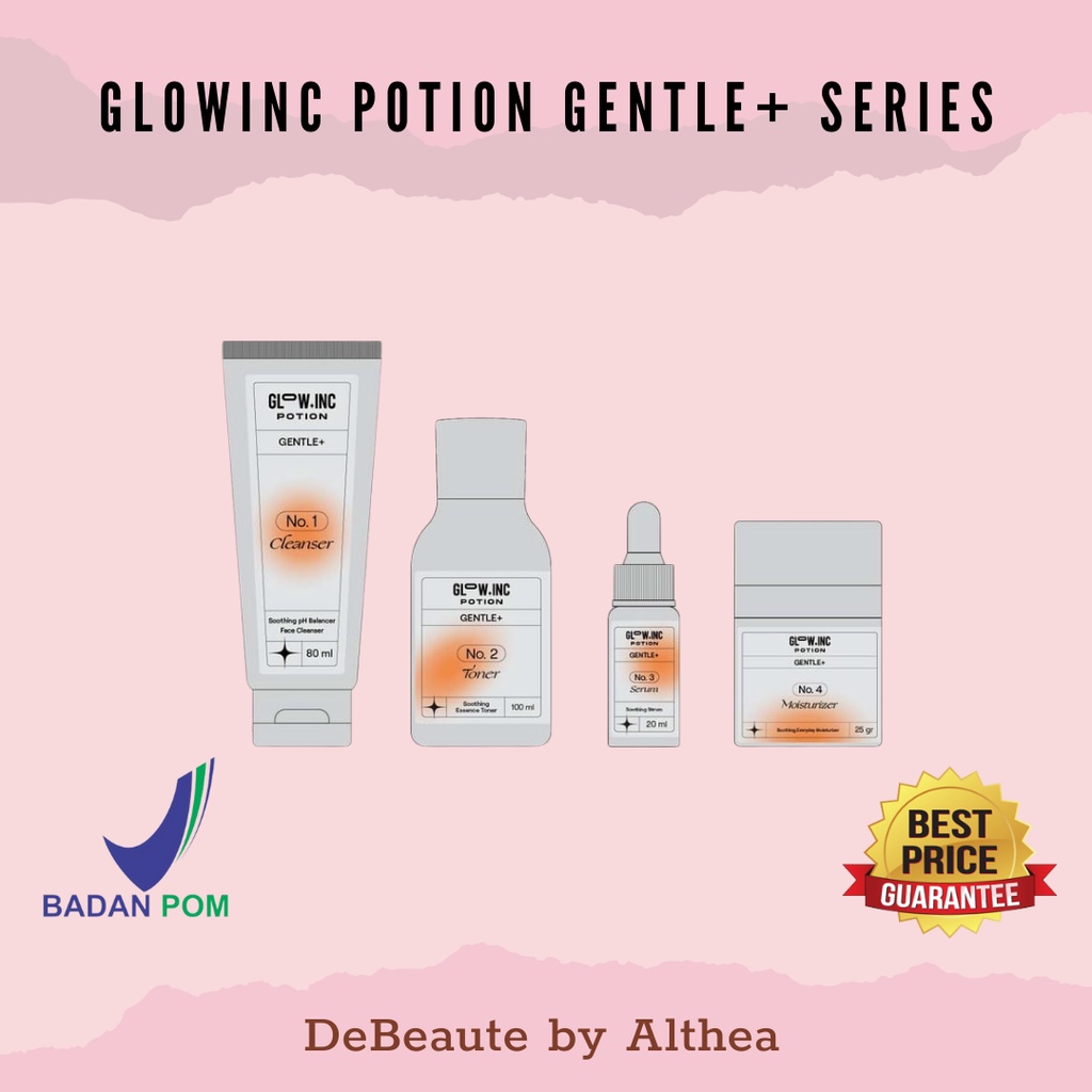 GLOWINC POTION GENTLE+ Soothing pH Balancer Face Cleanser | Essence Toner | Serum | Moisturizer