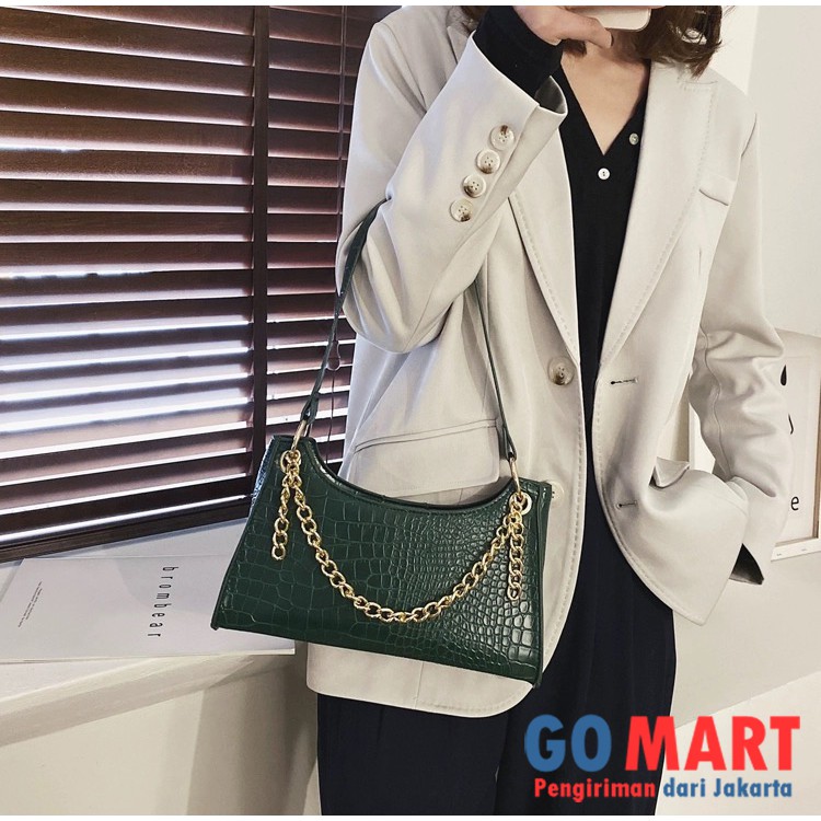 Tas Shoulder Bag Wanita Import Tas Bahu Croco Model Terbaru - Tas Fashion Korea Import Kekinian - Tas Wanita Terbaru - Tas Wanita Import - Tas Viral Wanita - SL47