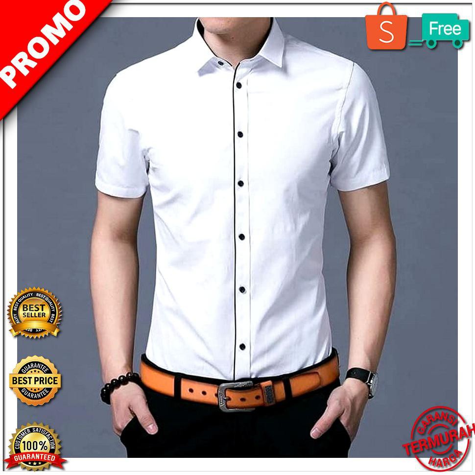 LIMITED EDITION Kemeja Corline Putih Kemeja Pria Lengan Pendek Kemeja Cowok Polos LIMITED EDITION