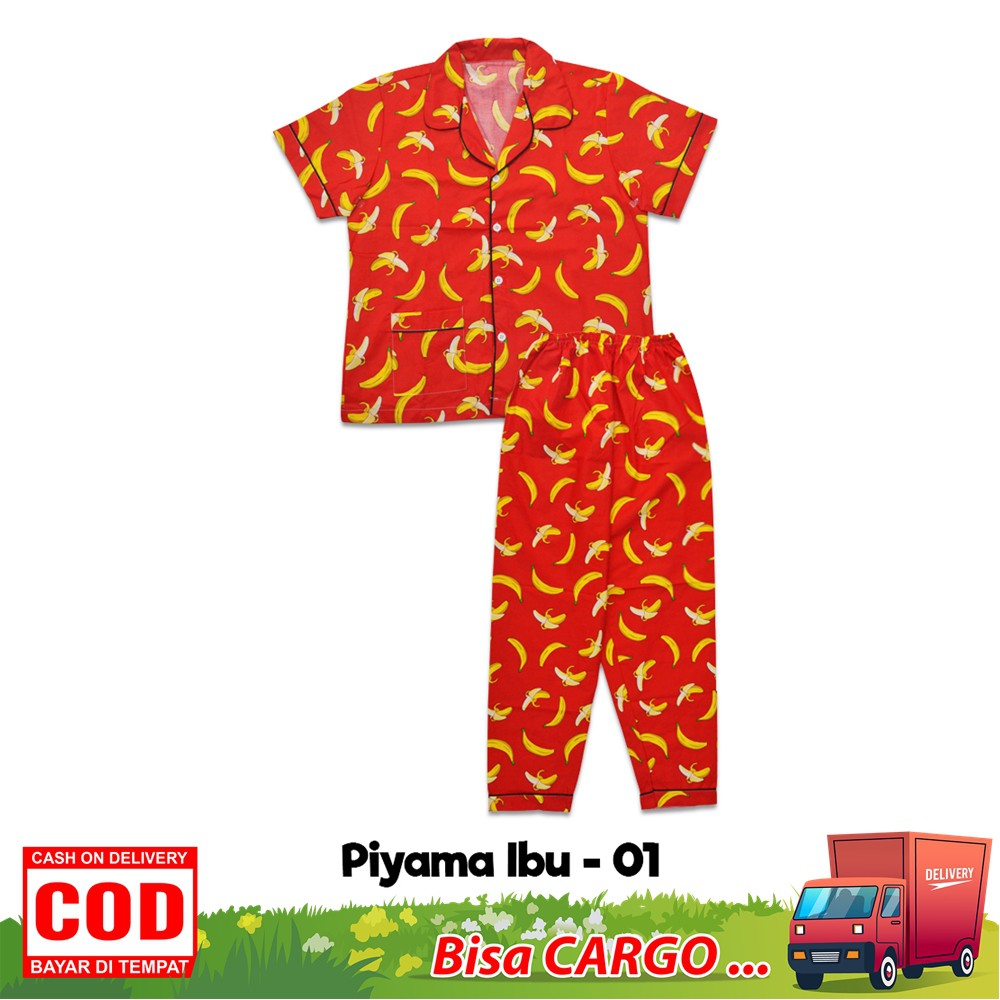 Piyama Dewasa Lengan Pendek / Piama Baju Tidur Dewasa Lengan Pendek