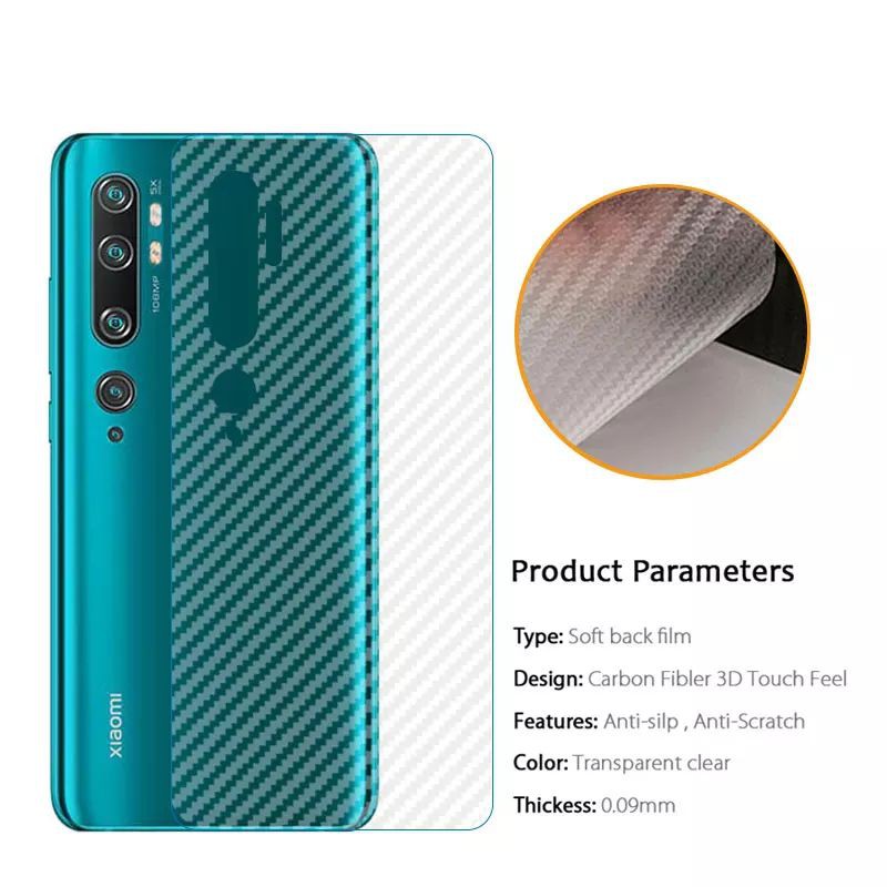 Back Skin Carbon Xiaomi Mi Note 10 / 10 Pro - Garskin Karbon Fiber Mi Note 10pro Anti Gores Belakang