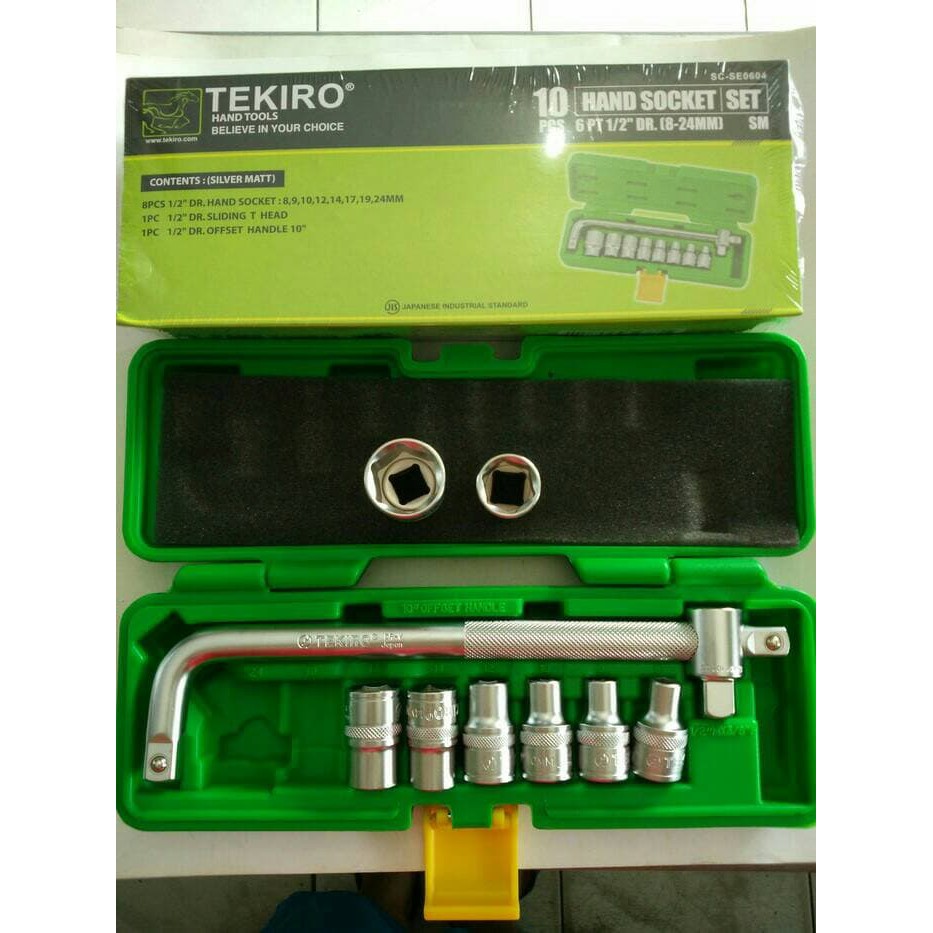 Kunci Sok Set Tekiro 10 Pcs (8-24mm) Segi 6 Kotak Plastik