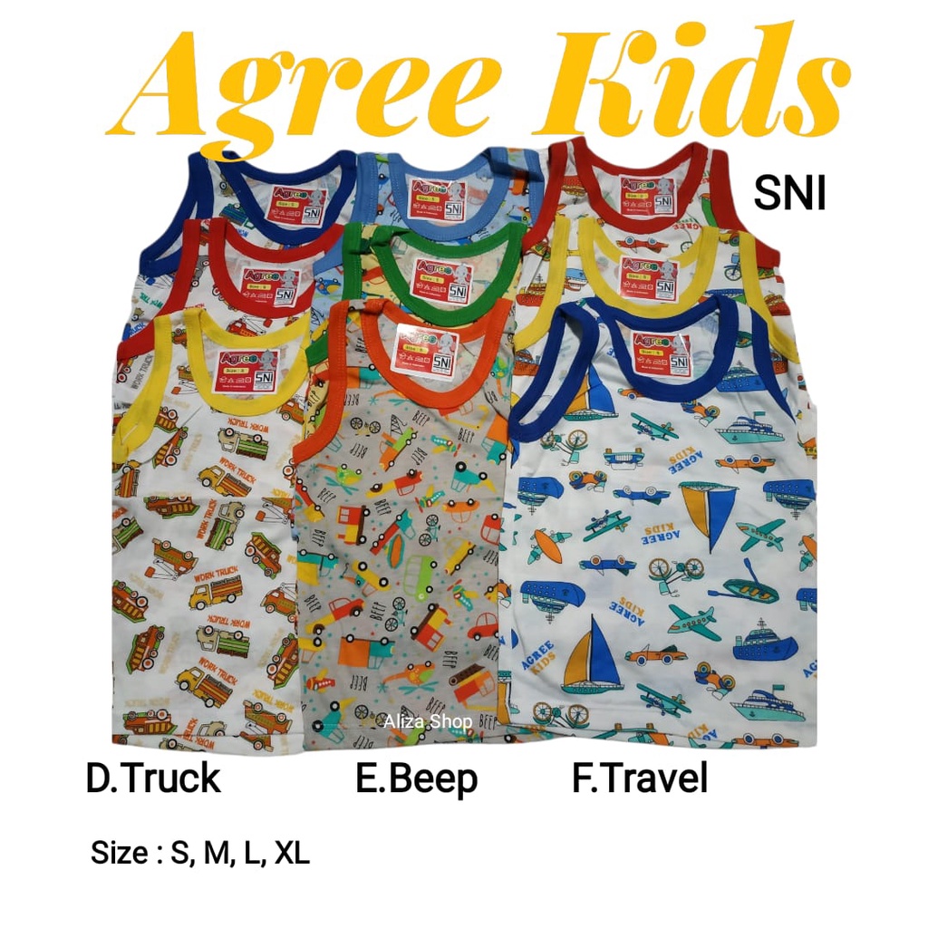 Agreekids Singlet Anak SNI Katun Motif size S - XL Agree