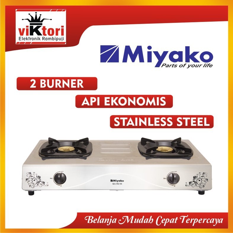 Kompor Gas Miyako KG-502SS - Stainless Steel 2 Tungku
