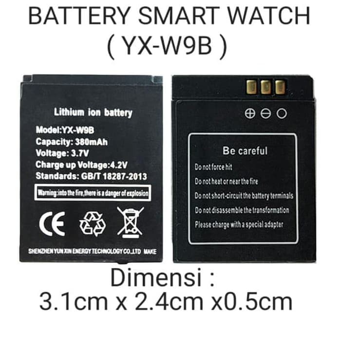 Baterai Original Smart Watch YX-W9B LQ-S1 QW09 W8 V8 X6 M9 S1