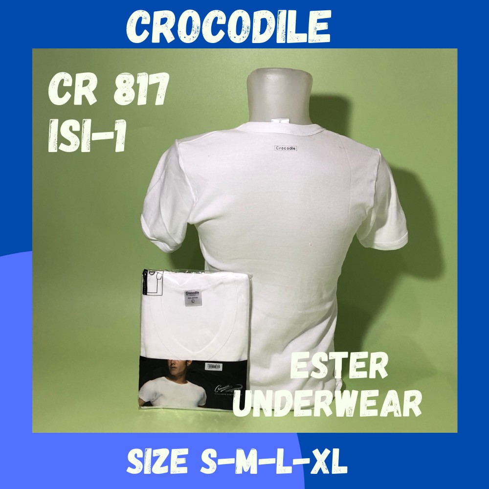 Oblong Pria V-neck CROCODILE  CR 817P PUTIH ISI-1PCS