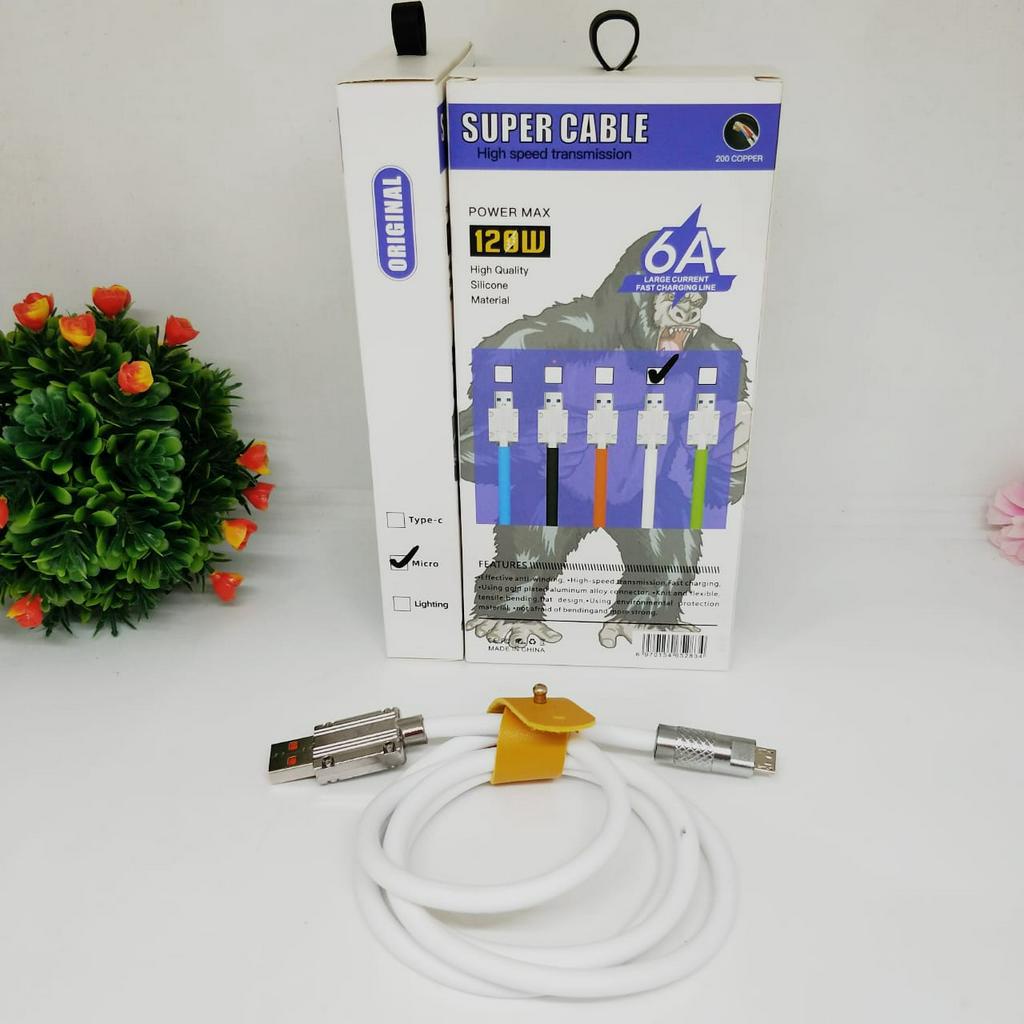 Kabel data MICRO super 120w 6A S219 Fast Charging Zinc Alloy power max silicon material high quality cable BY SMOLL