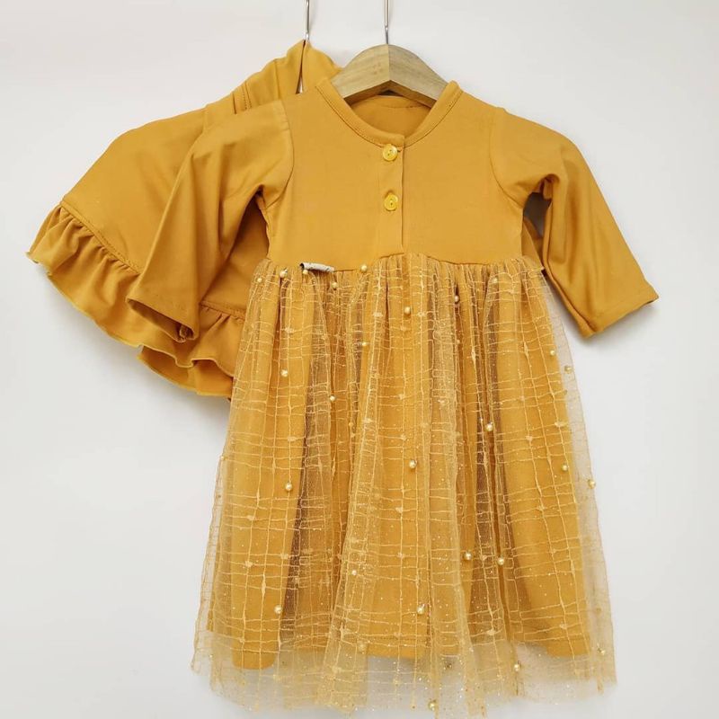 Baju Anak CINDERELLA KOTAK - size ABCD gamis bayi gaun lebaran dress tile mutiara