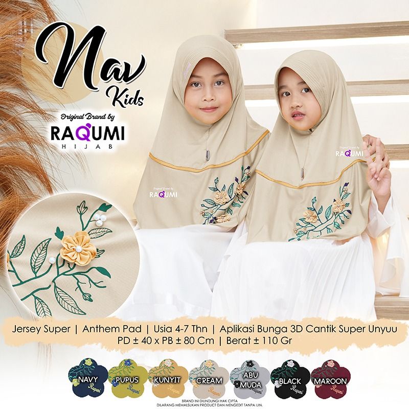 NAV ORIGINAL RAQUMI HIJAB | JILBAB ANAK JERSEY | JILBAB JERSEY ANAK | JILBAB ANAK RAQUMI