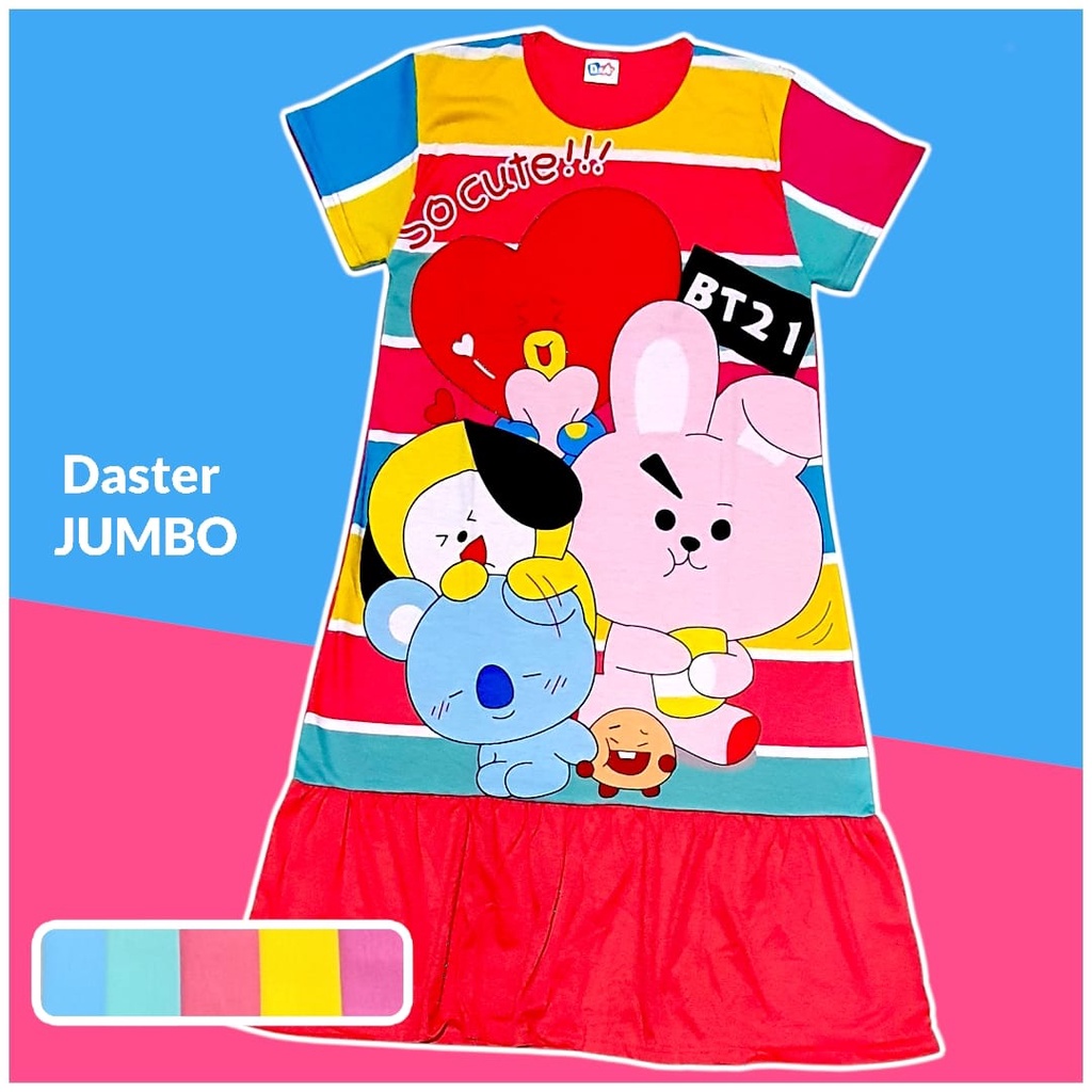 GROSIR 3pcs Daster Printing DnA KIDS Jumbo Size (10-11th)/Daster DEDINA/Daster Anak Murah