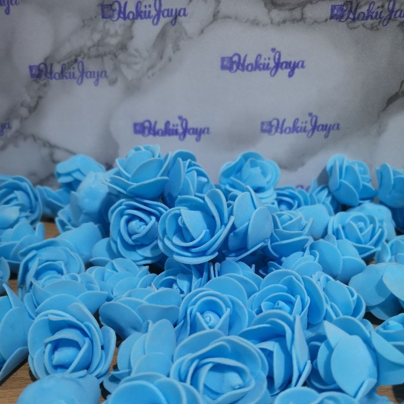 bunga palsu biru bunga mawar busa kecil