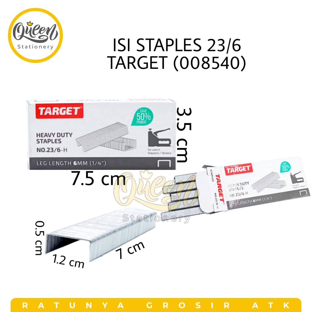

1 KOTAK KECIL ISI STAPLES 23/6 TARGET (008540) / ISI STAPLER BESAR / ISI STAPLER TARGET
