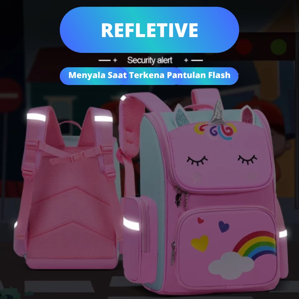 Tas Troli Anak Perempuan SD UNICORN Tas Dorong Anak Perempuan DB-160692