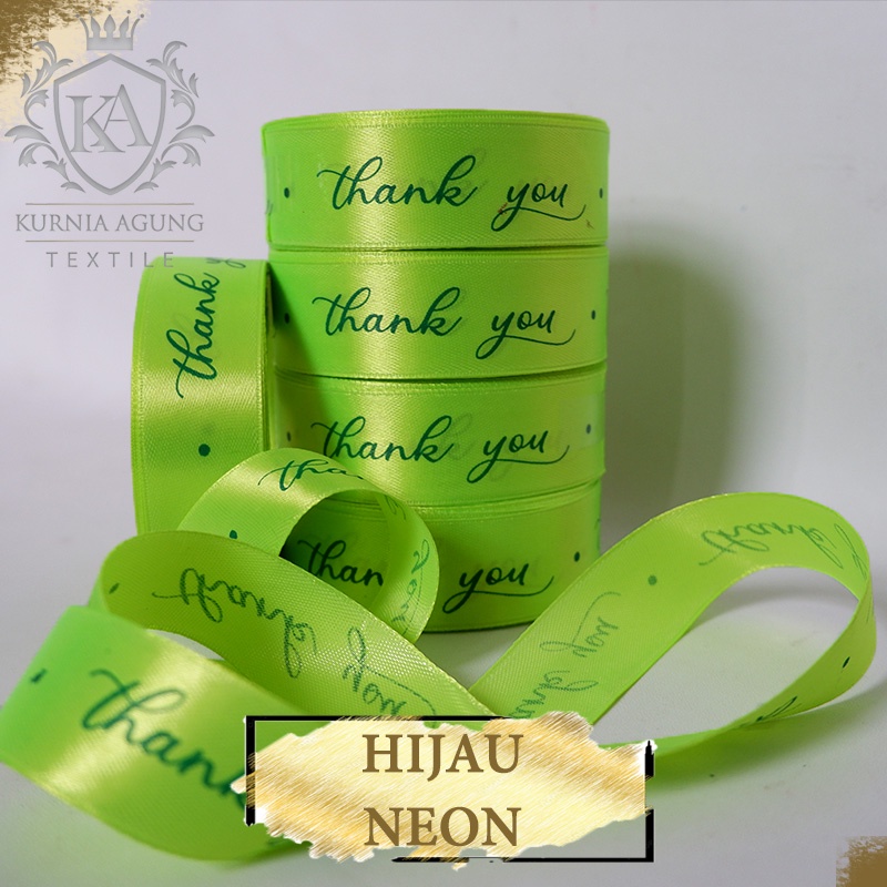 Pita THANK YOU 1 Meter Ukuran 1 Inch / 2.5cm Pita kado  Souvenir Hampers Ultah kue dan bunga bucket