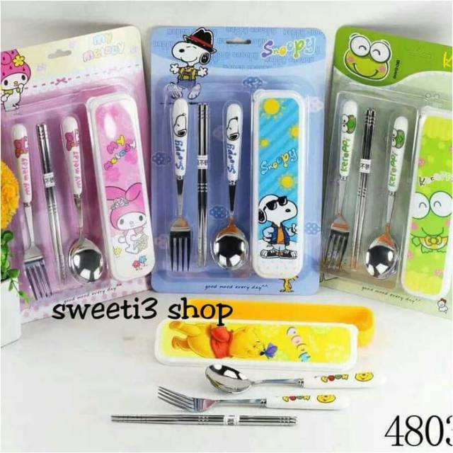 Set sendok makan,  garpu,  sumpit gagang bahan keramik