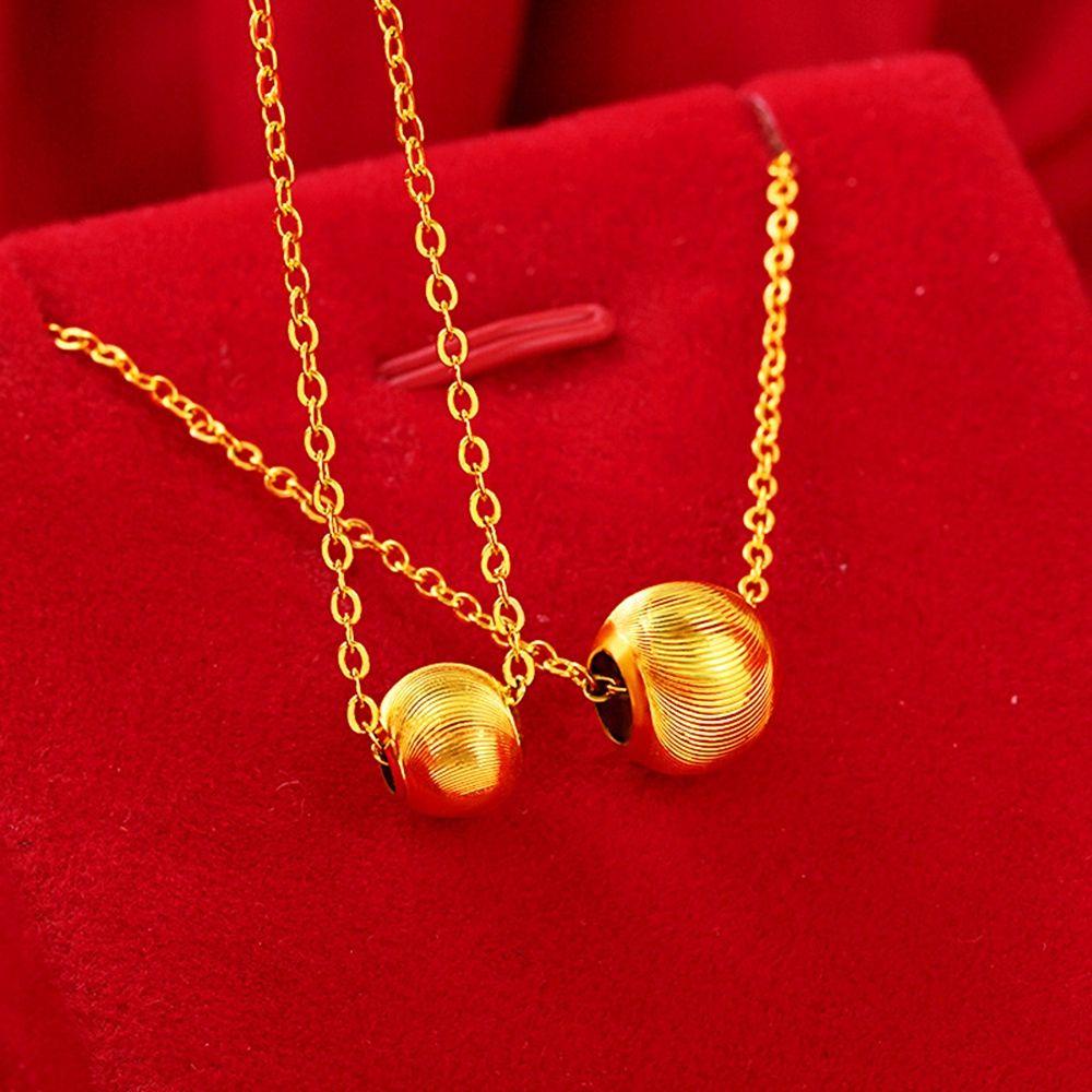 Mxbeauty Kalung Manik Emas Retro Temperamen Rantai Klavikula Wanita Kalung Vietnam Pasir Emas Mata Kucing Gaya Korea Kalung