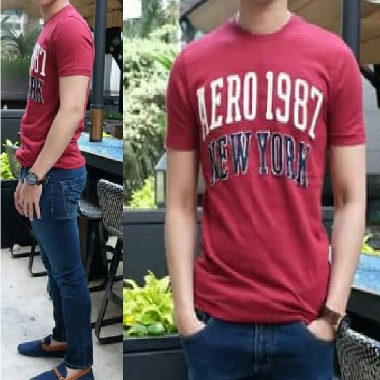 Kaos Pria Aeropostale - Lengan Pendek - Branded Original Sisa Ekspor - Merah