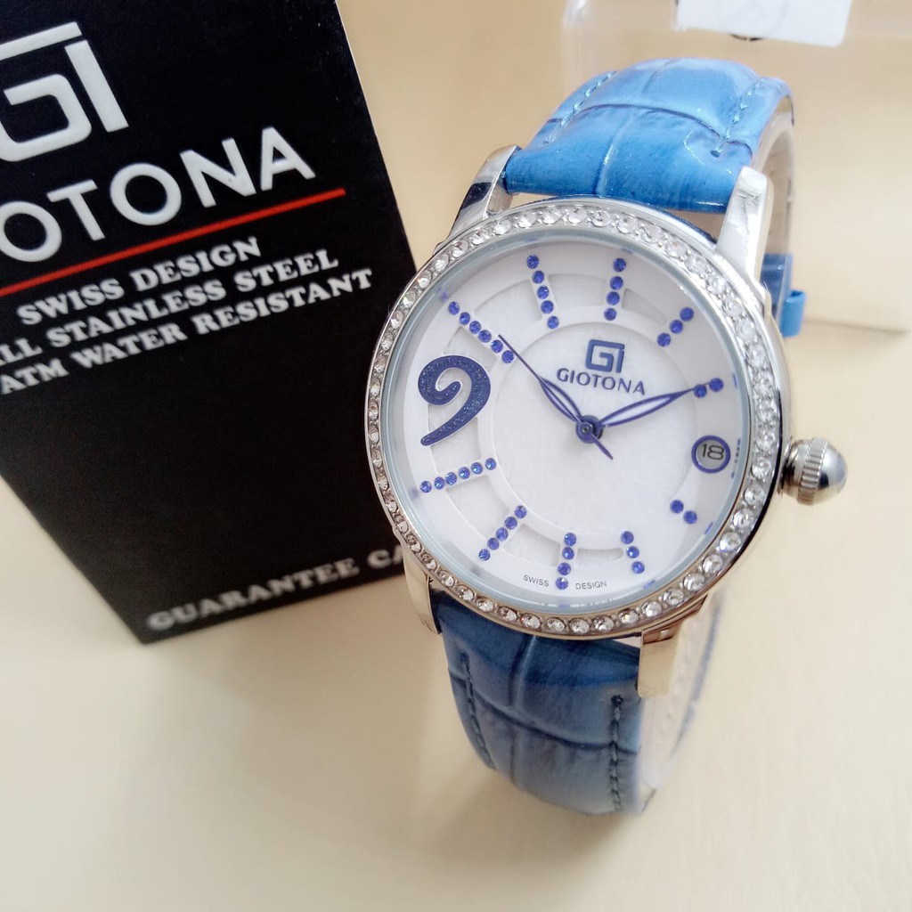 Giotona 7375 - Jam Tangan Kasual Wanita Anti Air - Tali Kulit - Analog Quartz - Original