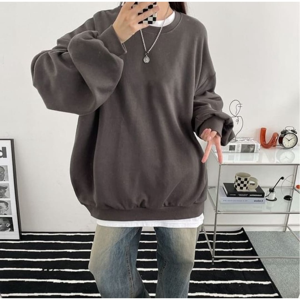 XXL SWEATER WANITA OVERSIZE - BASICLY SWEATER CREWNECK WANITA BIG SIZE - SWEATER POLOS OVERSIZE