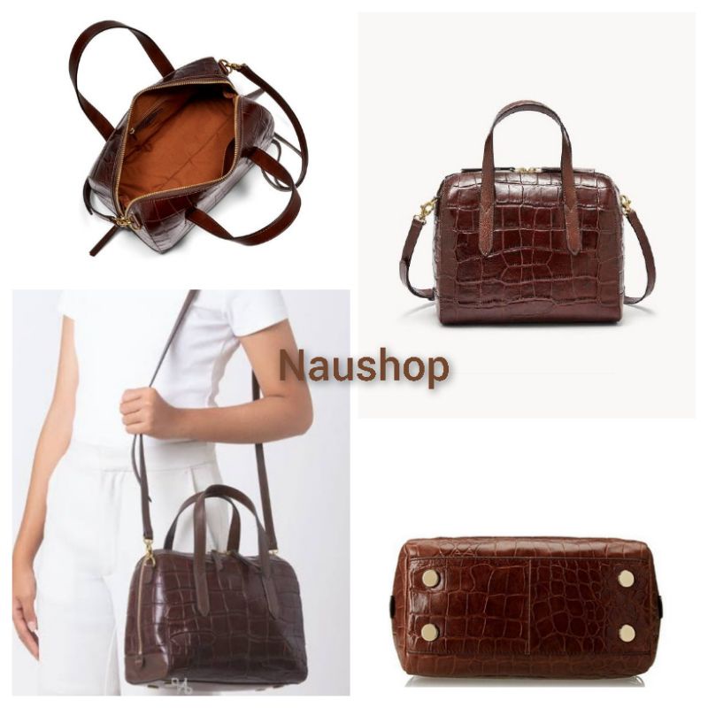 F o s s i l Sydney Satchel Croco Brown Leather